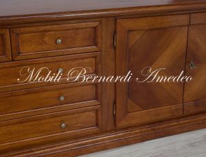 Removable living room furniture in walnut wood with classic style doors and drawers